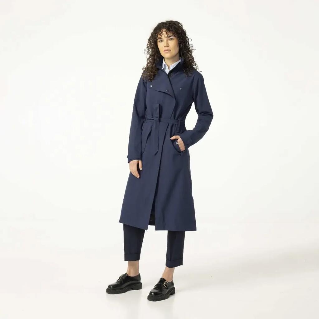 Trench Coat Long Rain Jacket  Women Deep Marine