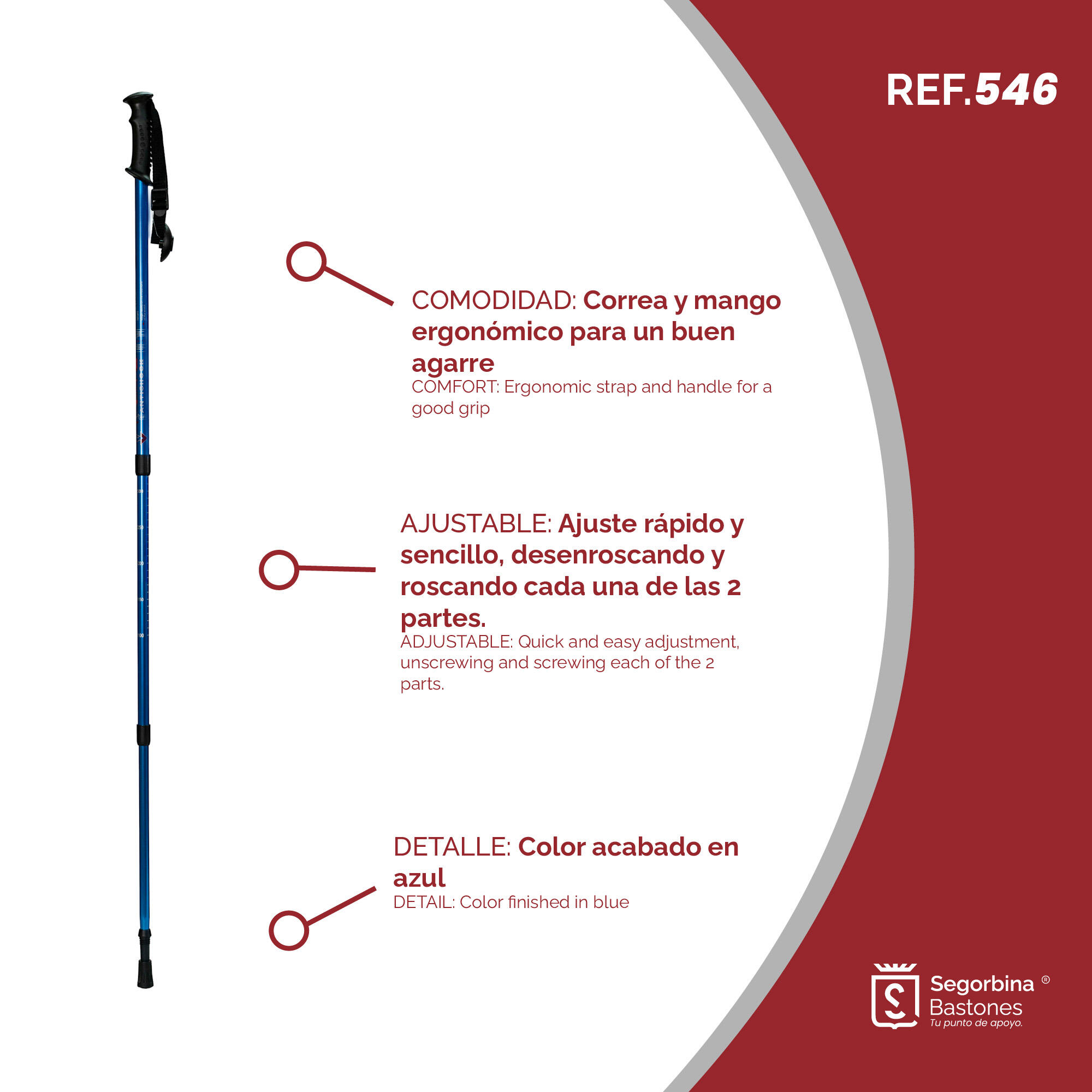 Trekkingstock Aluminium ausziehbar BLAU 65-135cm 6/7