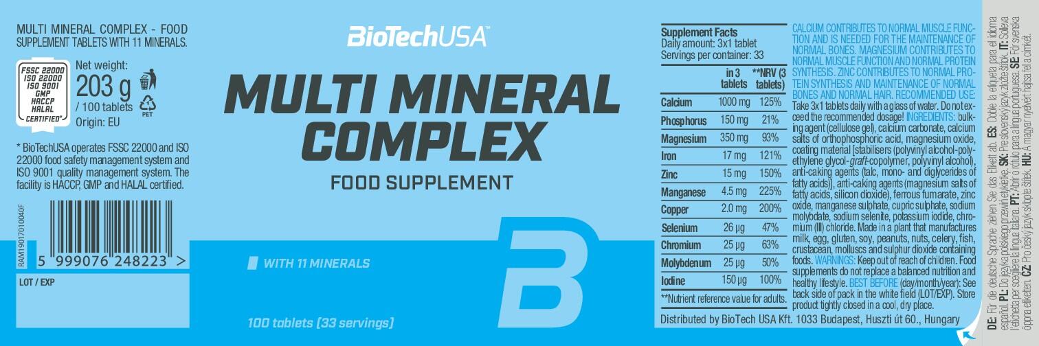 Multimineral Complex - 100 comprimés de Biotech USA 3/6