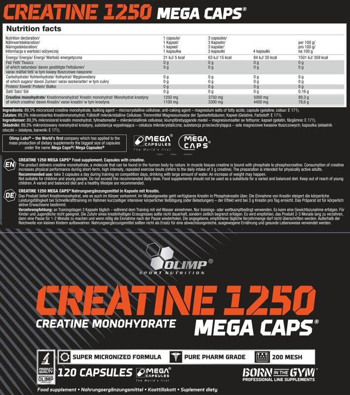 Olimp Creatine 1250 Mega Caps 120 capsules 4/7