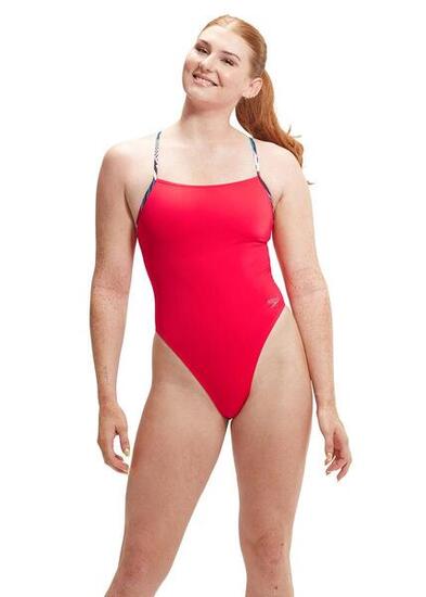 Maillot Speedo Solid Lattice Tie Back pastèque/bleu taille 38