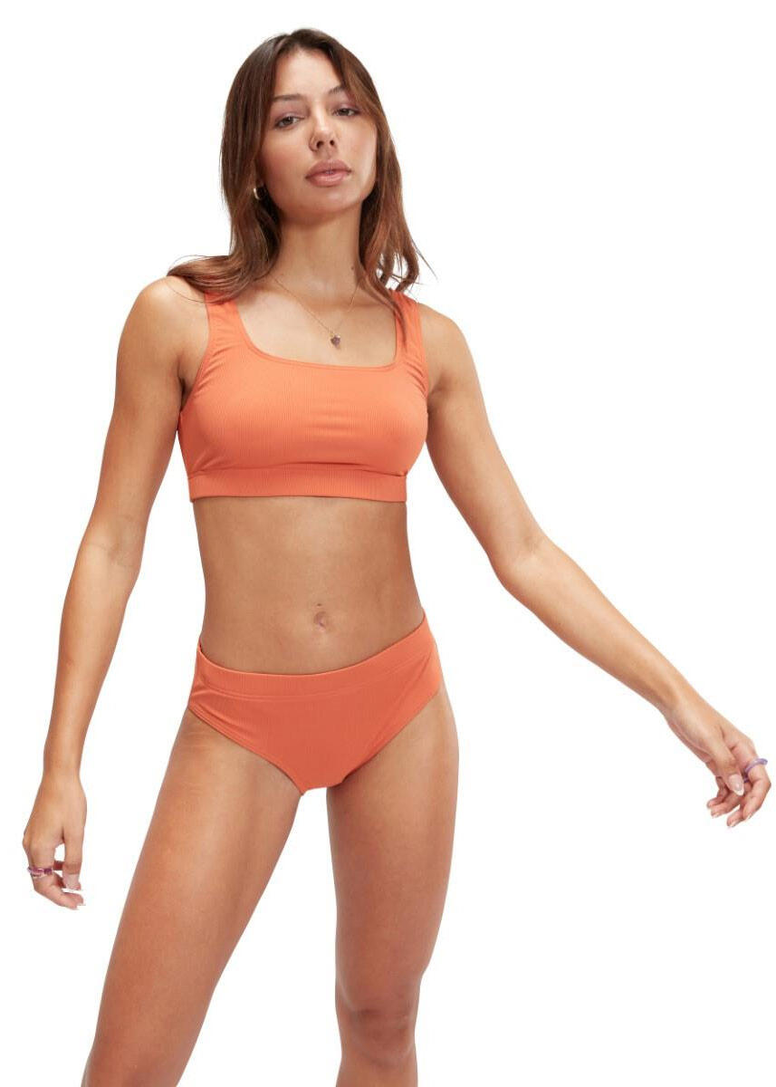 Biquíni Speedo texturizado com decote em U profundo - Terracota - Tamanho 28 5/7