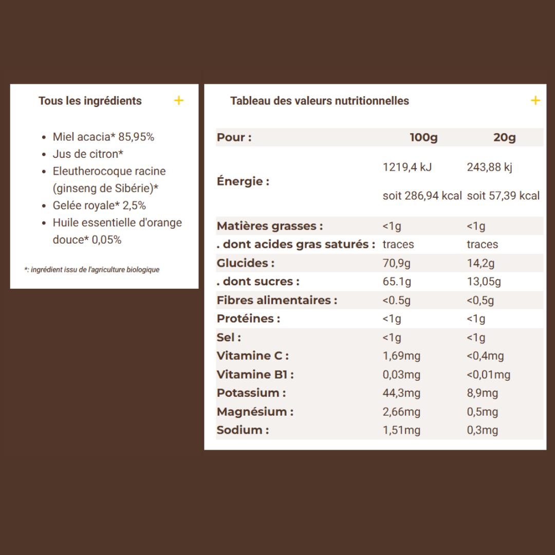 GELS ENERGETIQUES BIO ENDURANCE - MIEL GINSENG GELEE ROYALE - ETUI X6 3/3