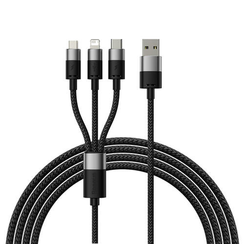 BASEUS Kabel Baseus StarSpeed 3 v 1 USB/Micro/Lightning/USB-C 1,2m - Černý