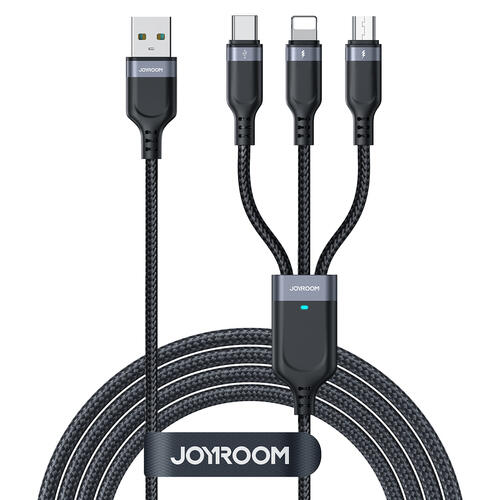 JOYROOM Kabel Joyroom S-A18 3v1 USB-A/Lightning/USB-C/micro USB 0,3m - černý