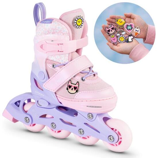 Rolki regulowane dziecięce z ozdobami na rzep Spokey Poppy