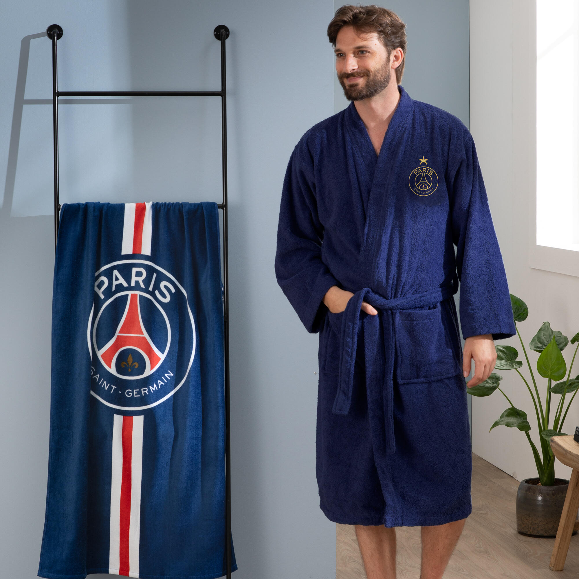 Peignoir de bain adulte 100% coton football Paris - Europe 3/5