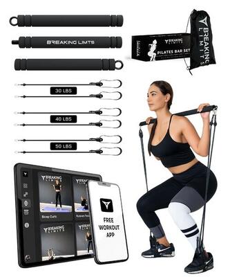 Pilates bar set - resistance band set – yoga & fitness