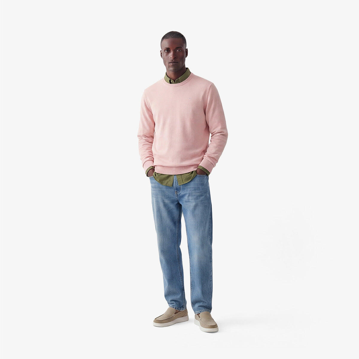 Maglione girocollo in cotone e lana rosa Maximum 6/6