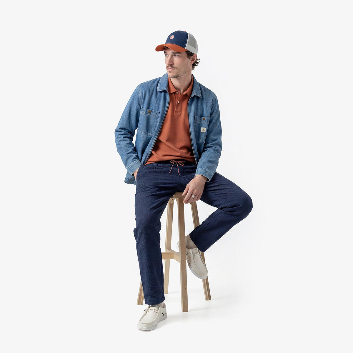 Chaqueta camisa con cremallera de algodón azul denim 5/6