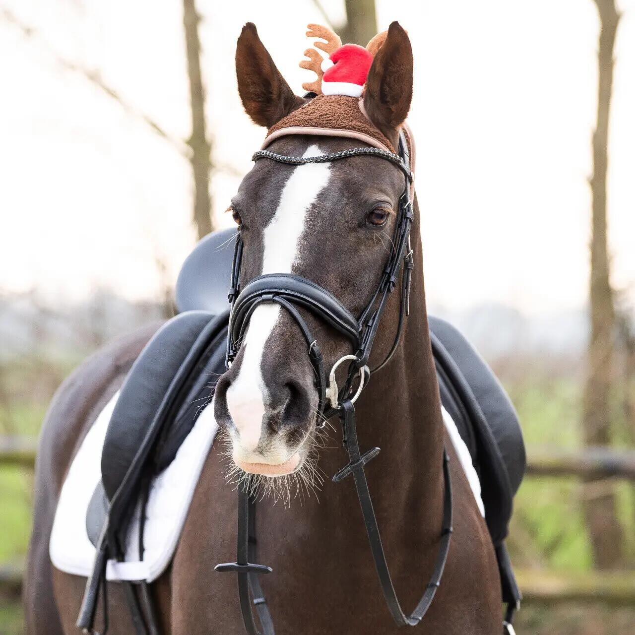 QHP Kerstmuts Paard met gewei - Rood (Full) 4/5