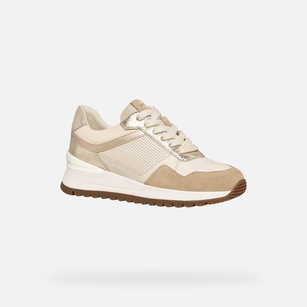 Baskets Femme D DESYA Blanc Cassé/Or Clair 5/7