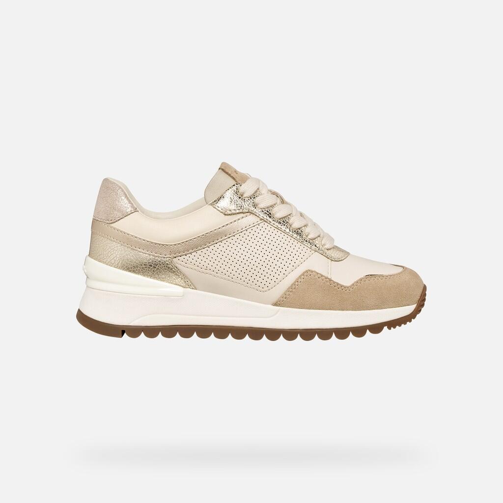 Baskets Femme D DESYA Blanc Cassé/Or Clair 2/7