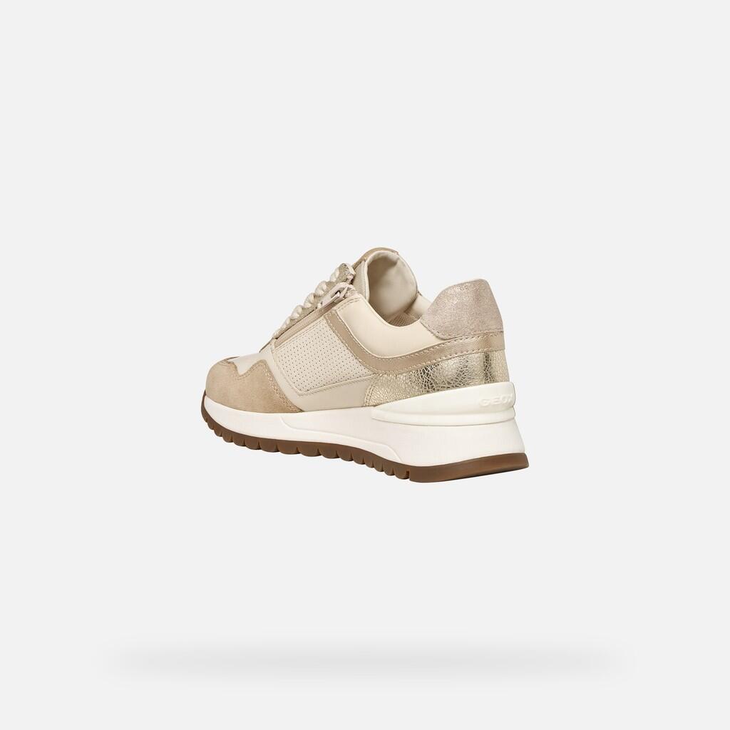 Baskets Femme D DESYA Blanc Cassé/Or Clair 6/7
