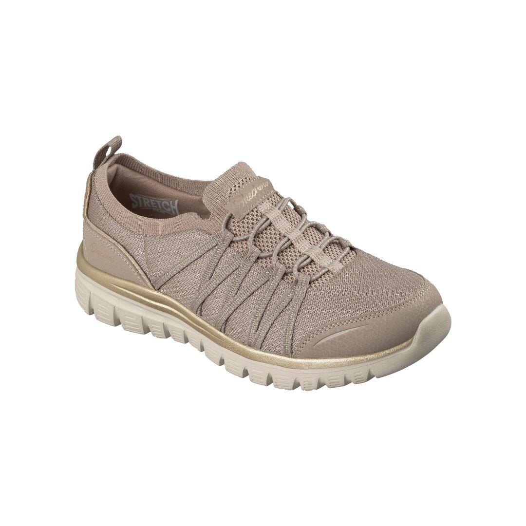 Zapatillas Mujer Skechers Graceful taupe/dorado sin cordones 2/6