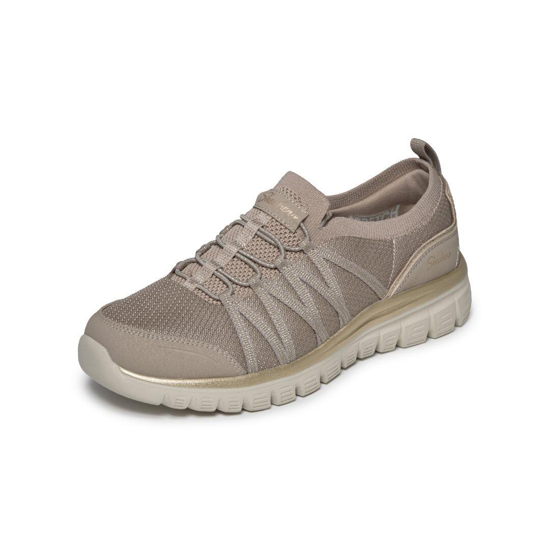 Zapatillas Mujer Skechers Graceful taupe/dorado sin cordones 6/6