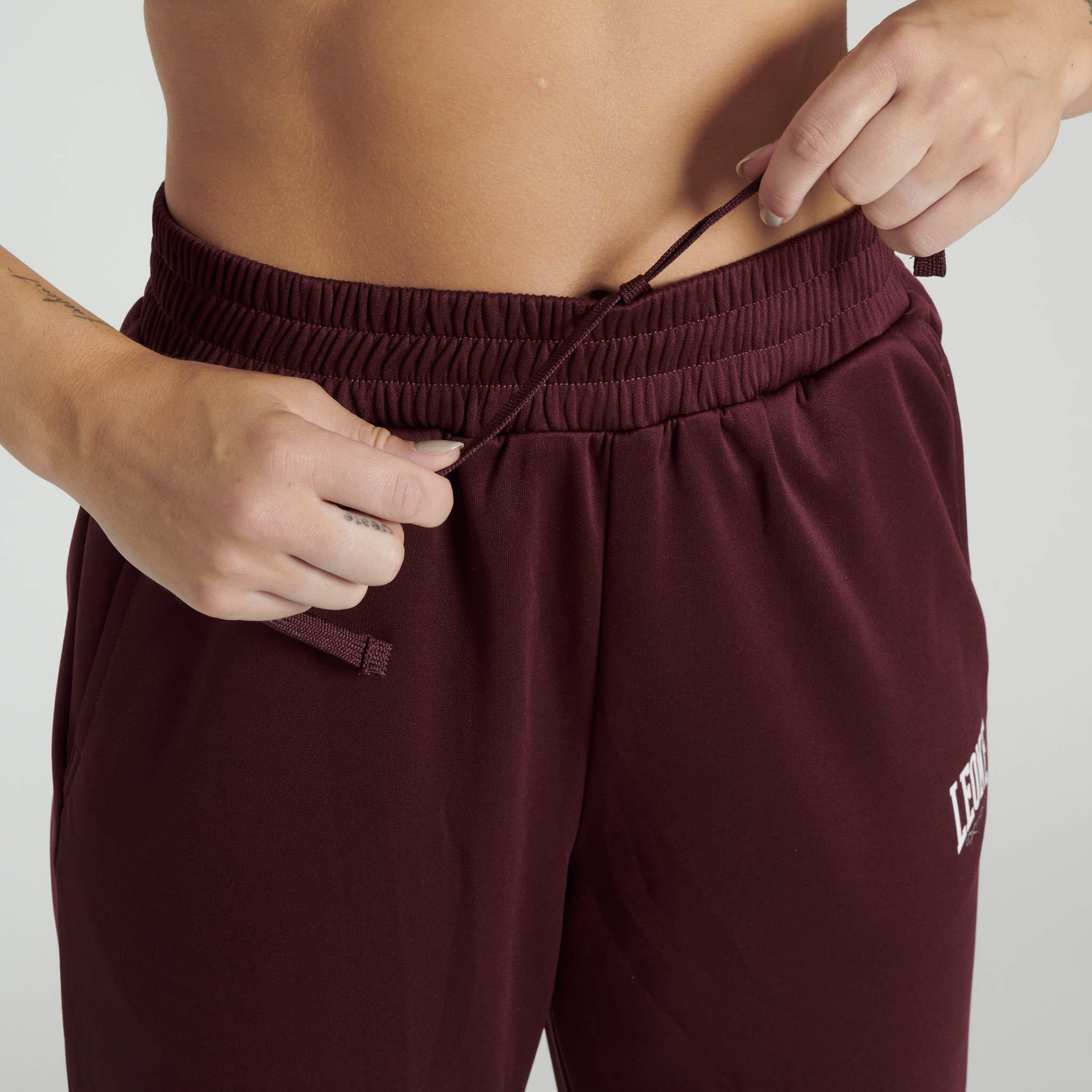 Leone1947 Pantalón largo mujer LOGO berenjena XS 3/4