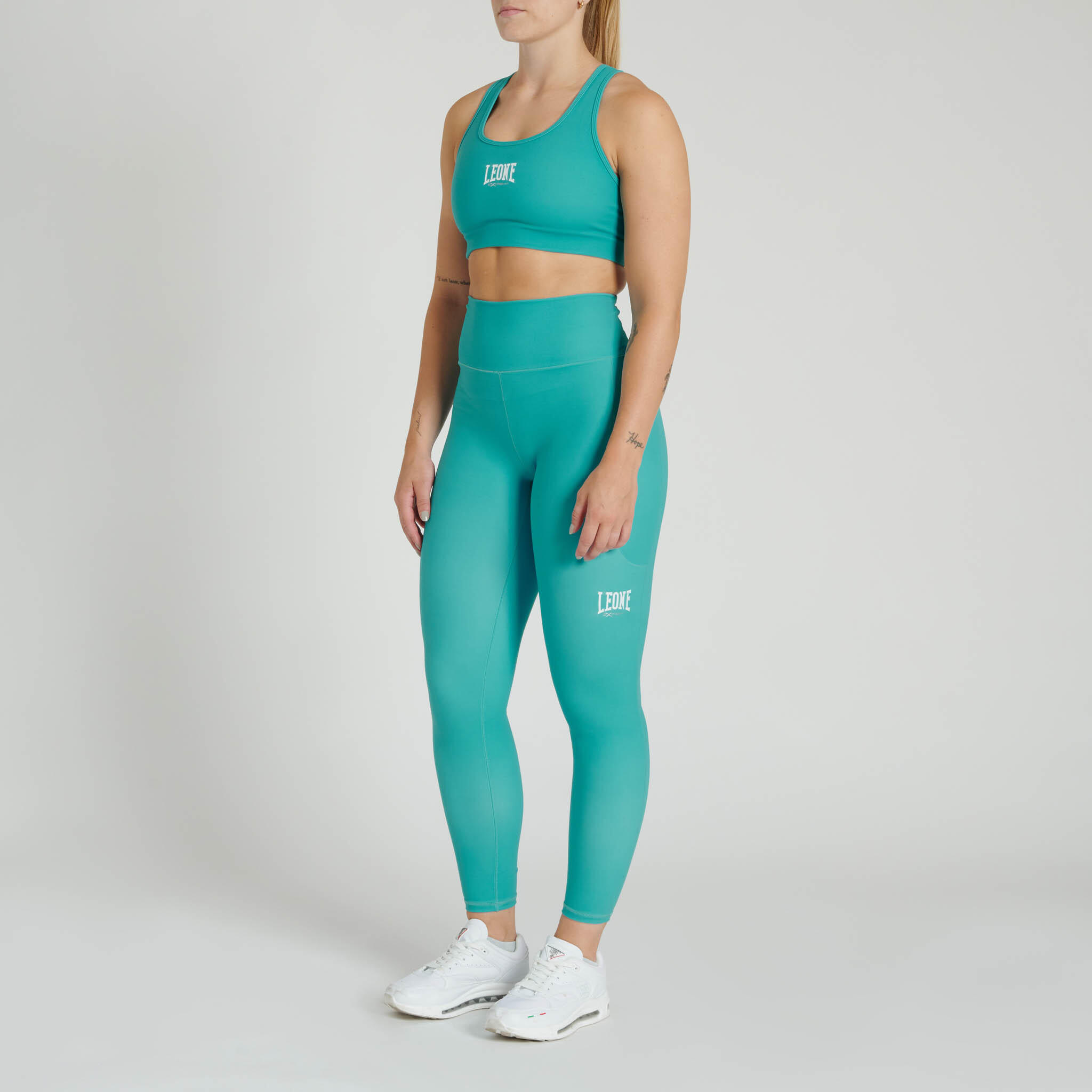 Top deportivo mujer Leone1947 LOGO verde agua XS 3/3