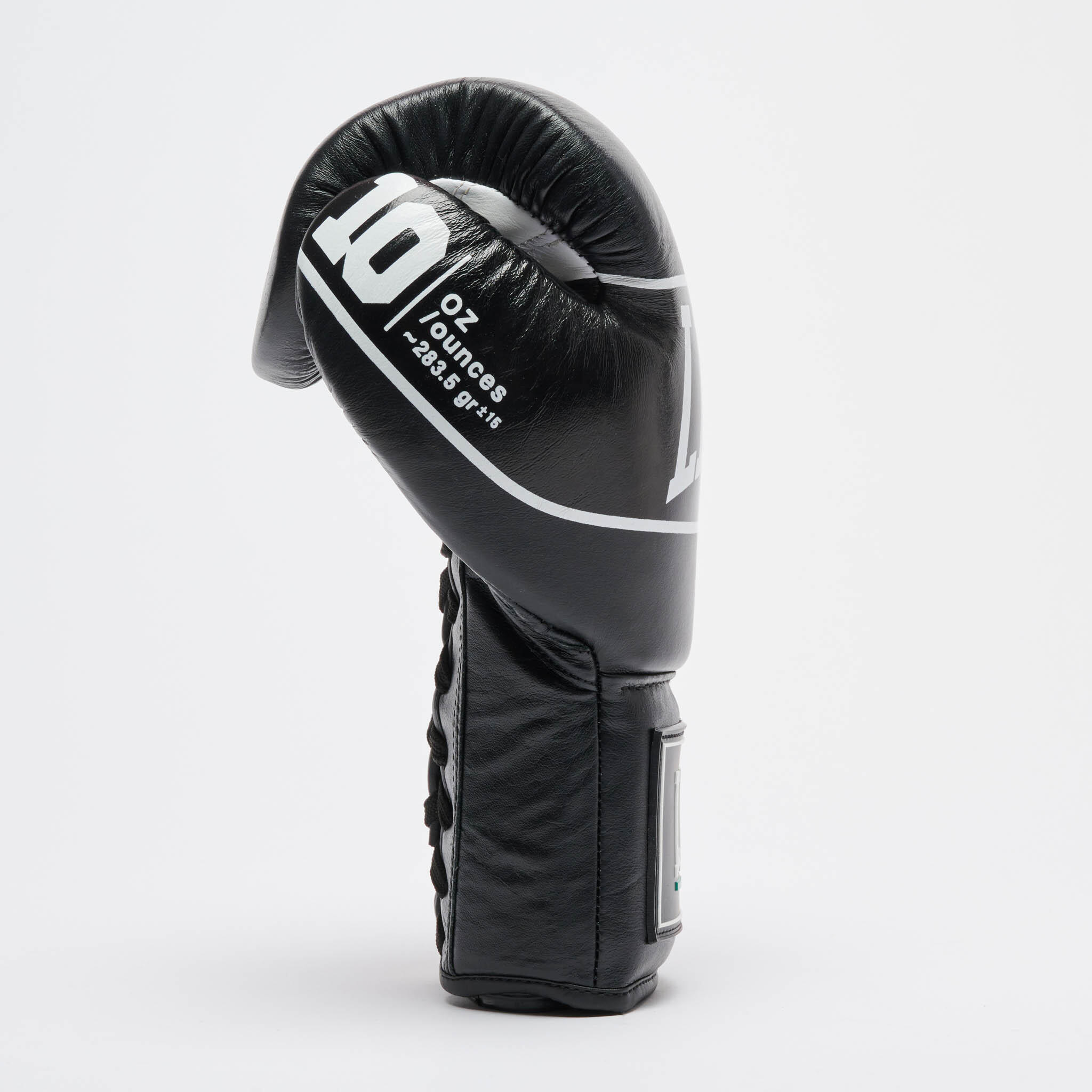 Leone1947 Guantes de boxeo SHOCK PRO ROPES piel con cordones negro 10oz 3/7