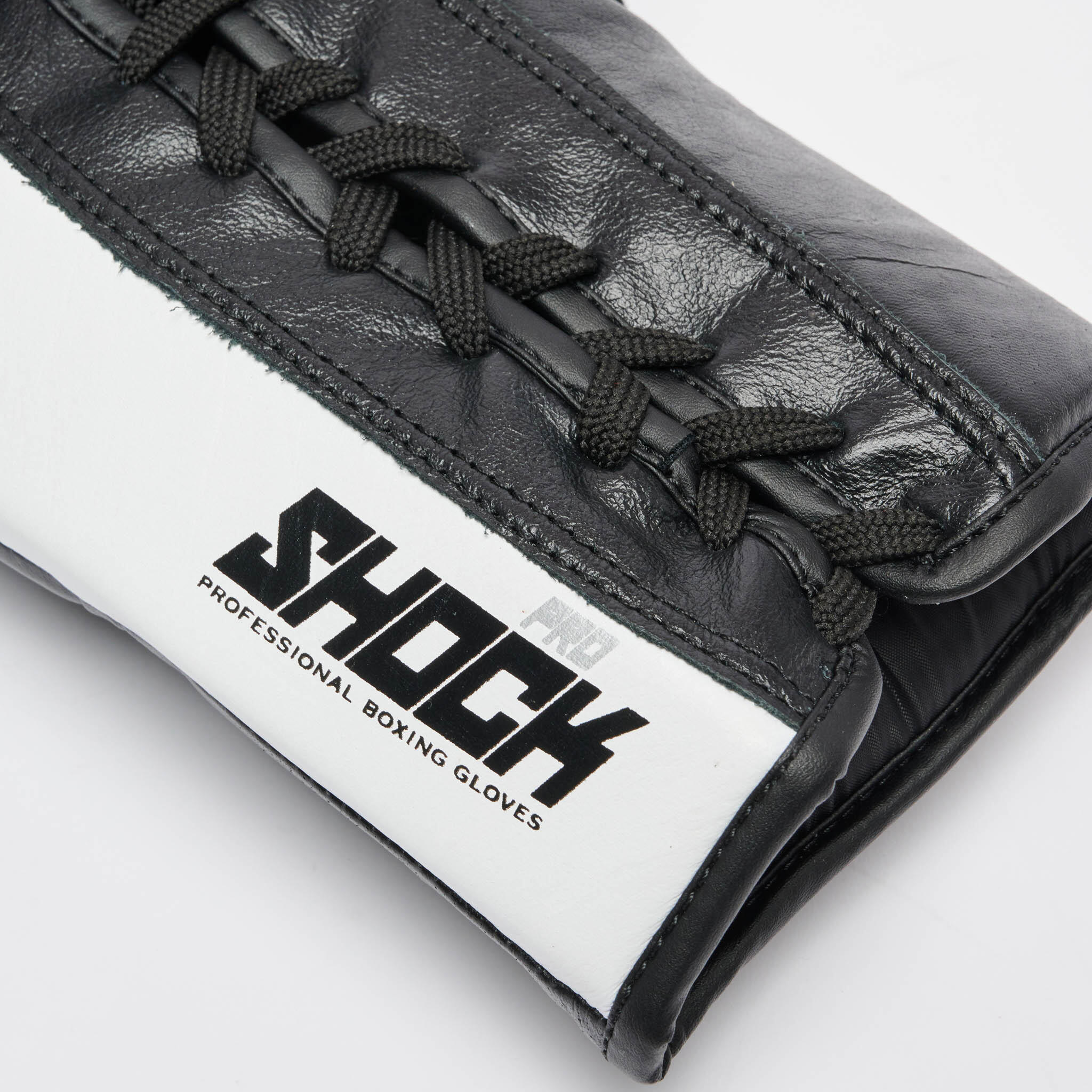 Leone1947 Guantes de boxeo SHOCK PRO ROPES piel con cordones negro 10oz 6/7