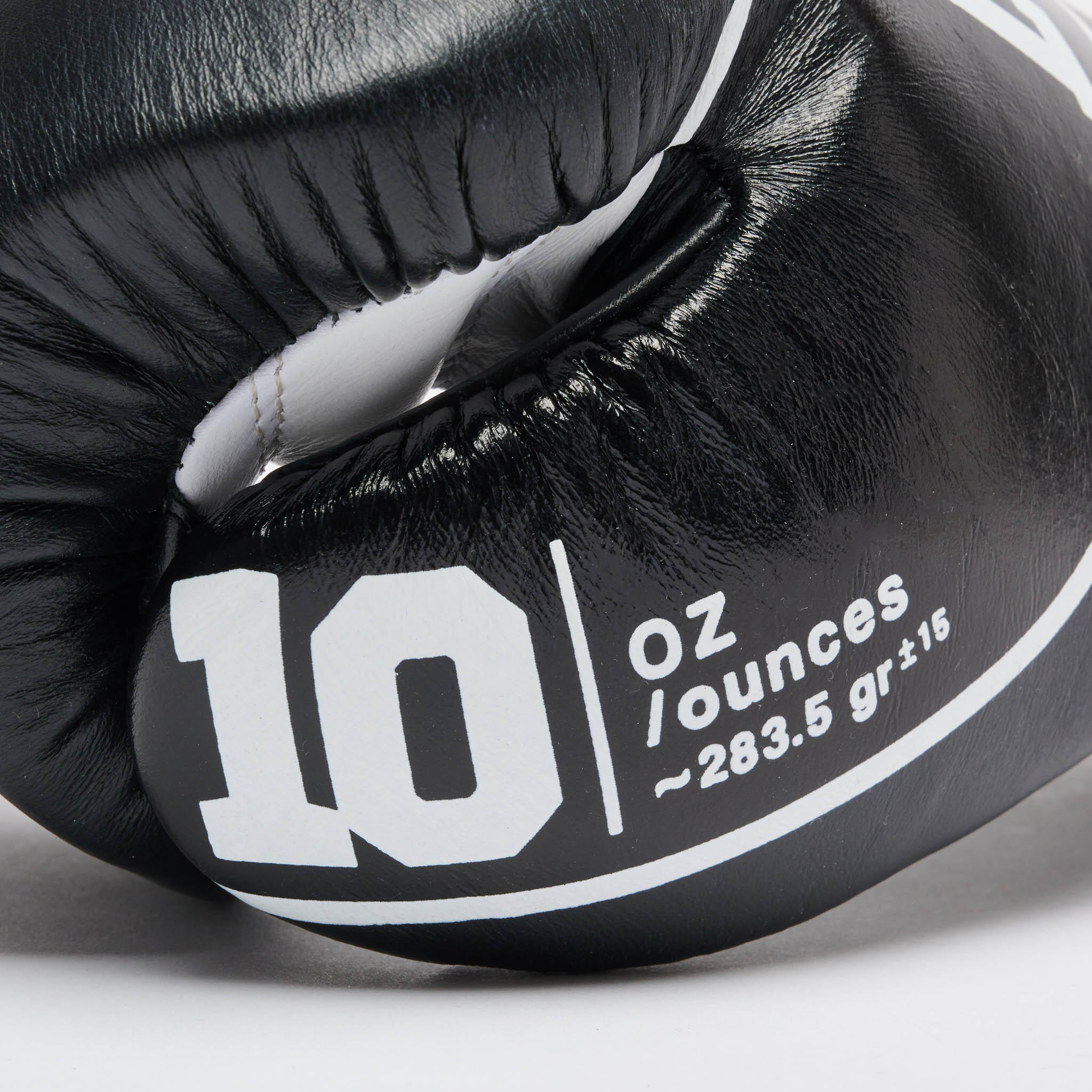 Leone1947 Guantes de boxeo SHOCK PRO ROPES piel con cordones negro 10oz 7/7