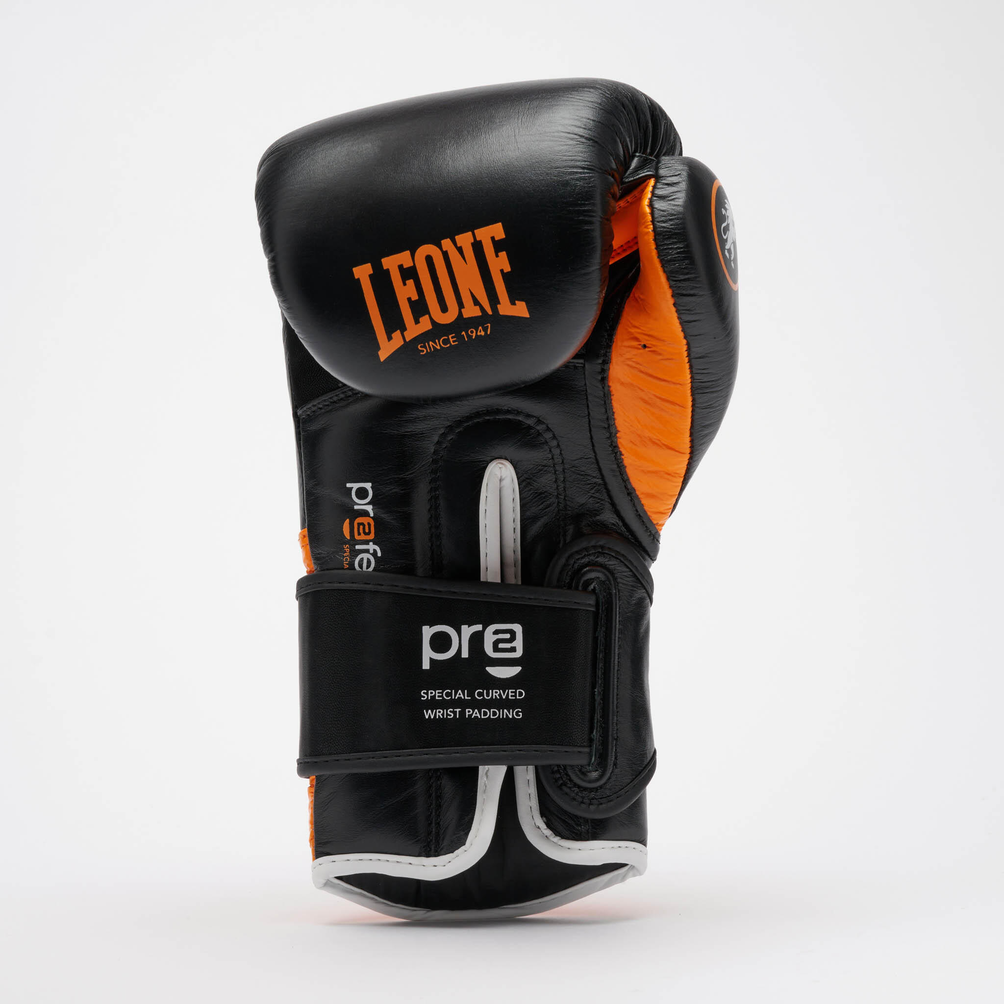 Leone1947 Guantes de Boxeo Professional 2 cuero de búfalo naranja 16oz 4/5