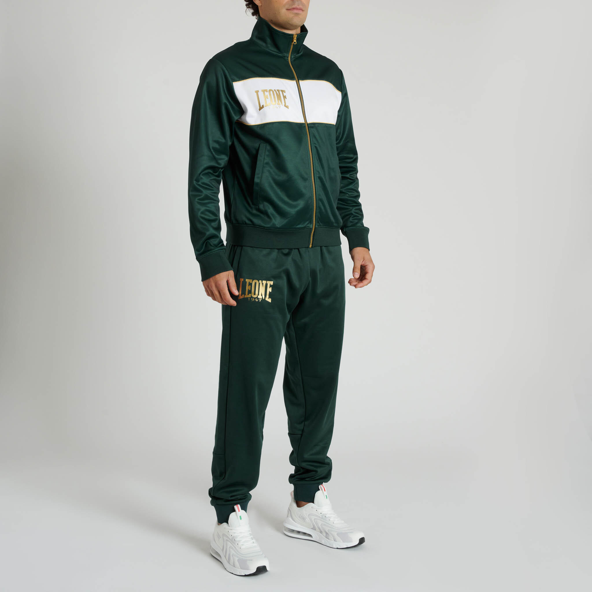 Leone1947 Sweatshirt Premium 2 com fecho éclair sem capuz verde M 4/4