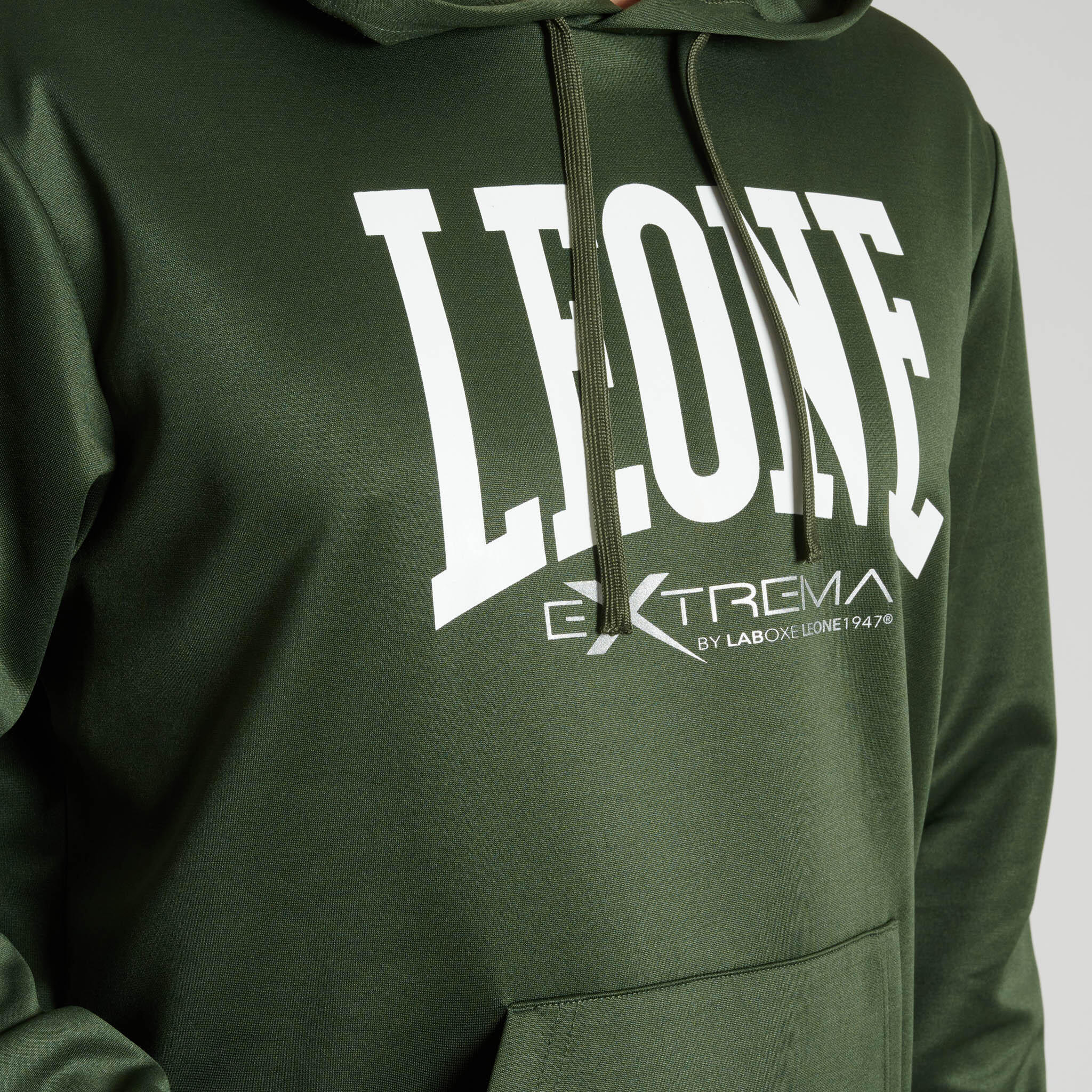Leone1947 Sudadera con capucha LOGO verde army XL 3/4