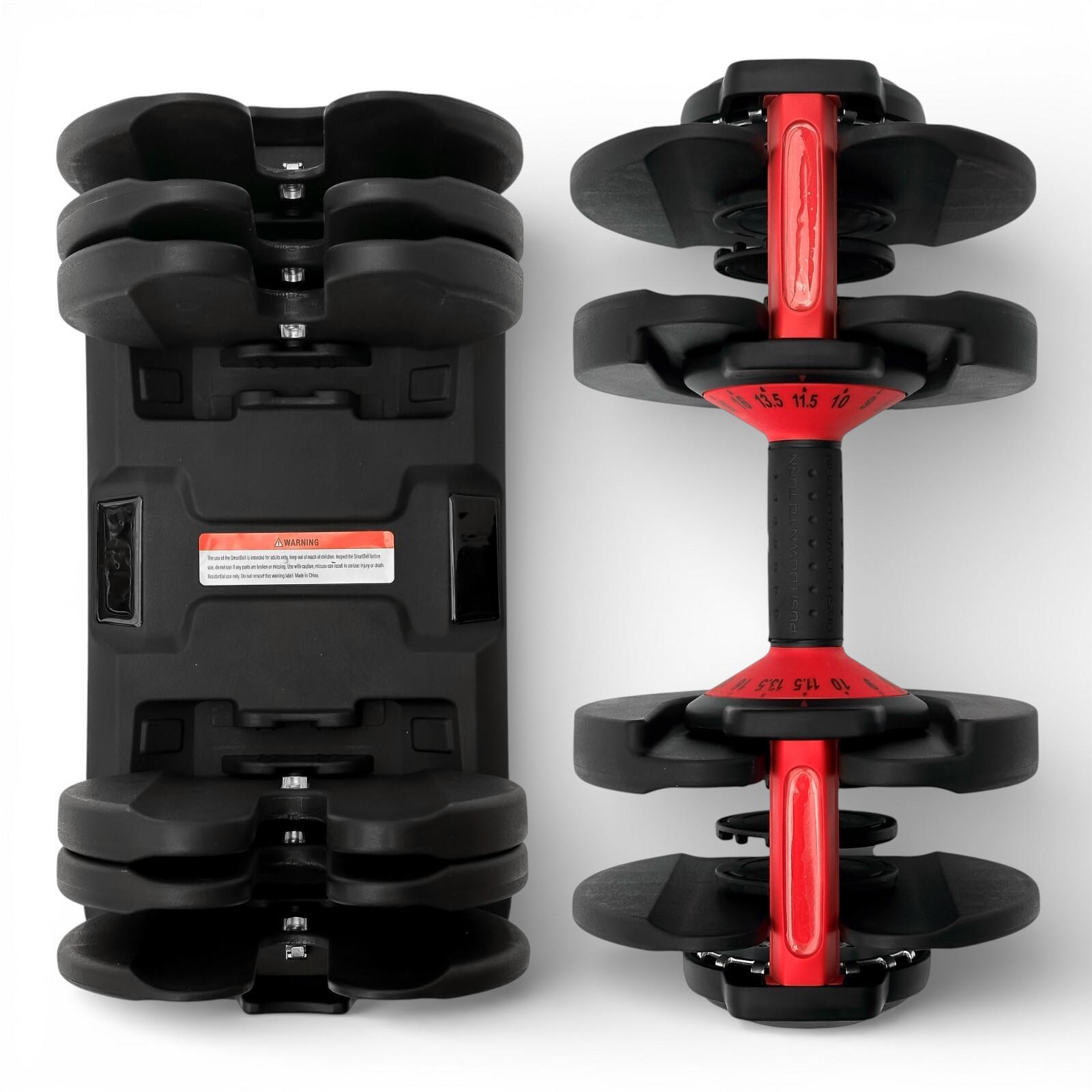 YOLEO Manubri Regolabili 2x11kg / 24,5kg – Salvaspazio Con Base, Pesi Variabili In 1 Secondo
