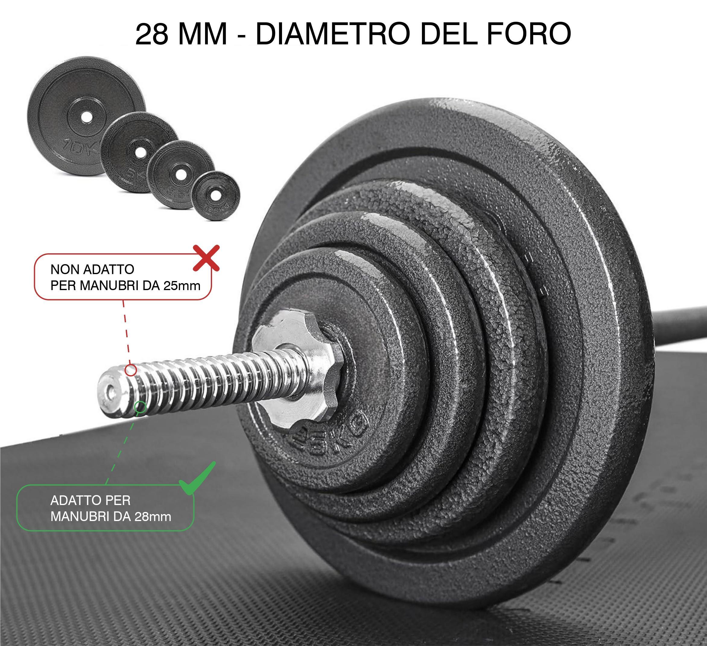 Disco Ghisa Nero 15 Kg Foro ø28mm Per Bilanciere Manubri Palestra Home Fitness 3/5