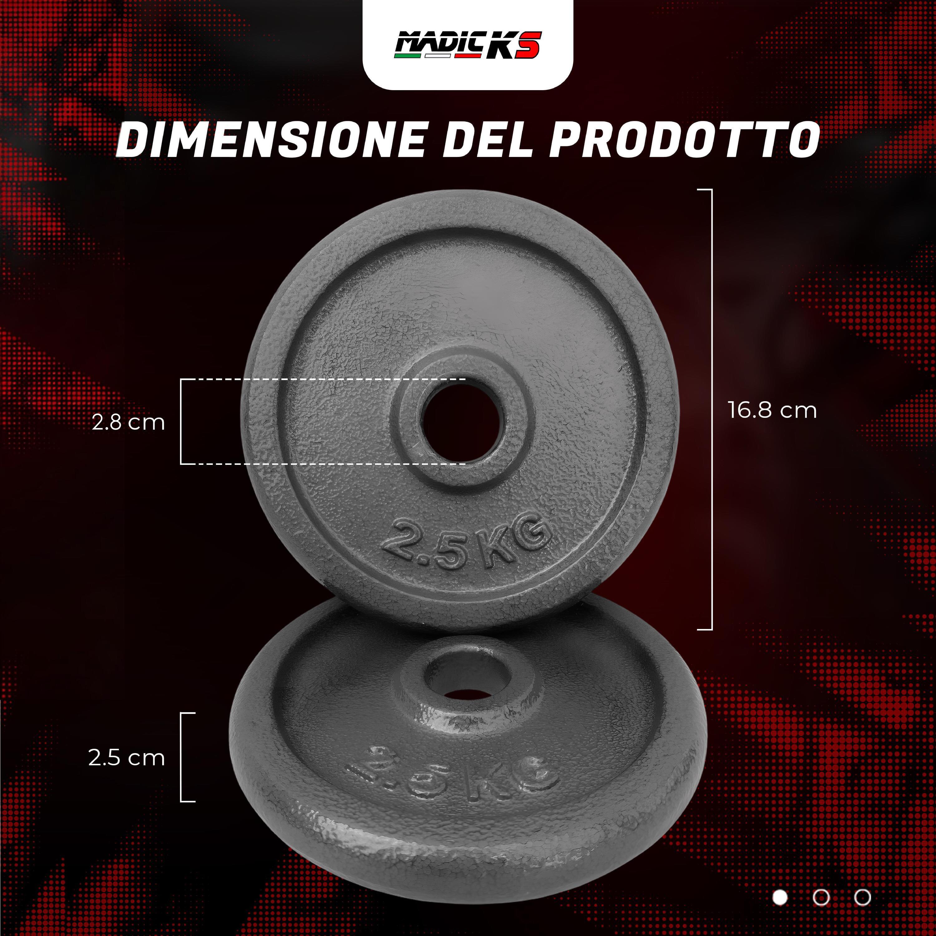 Disco Ghisa Nero 2,5 Kg Foro ø28mm Per Bilanciere Manubri Palestra Home Fitness 2/5