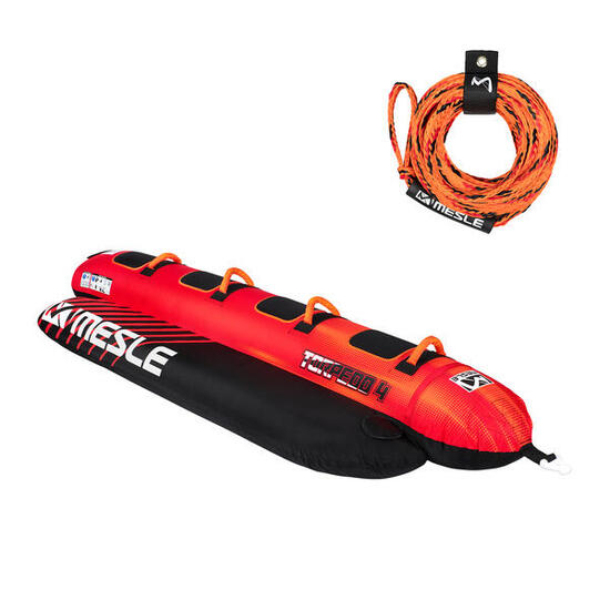 Gommone a Banana Trainabile Torpedo per 2 Persone con Corda per Barca rosso