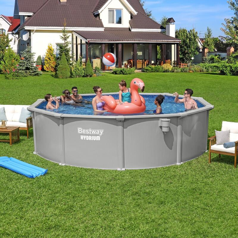 Bestway Piscine acier ronde Bestway Hydrium 457 x 122 cm gris clair 7/7