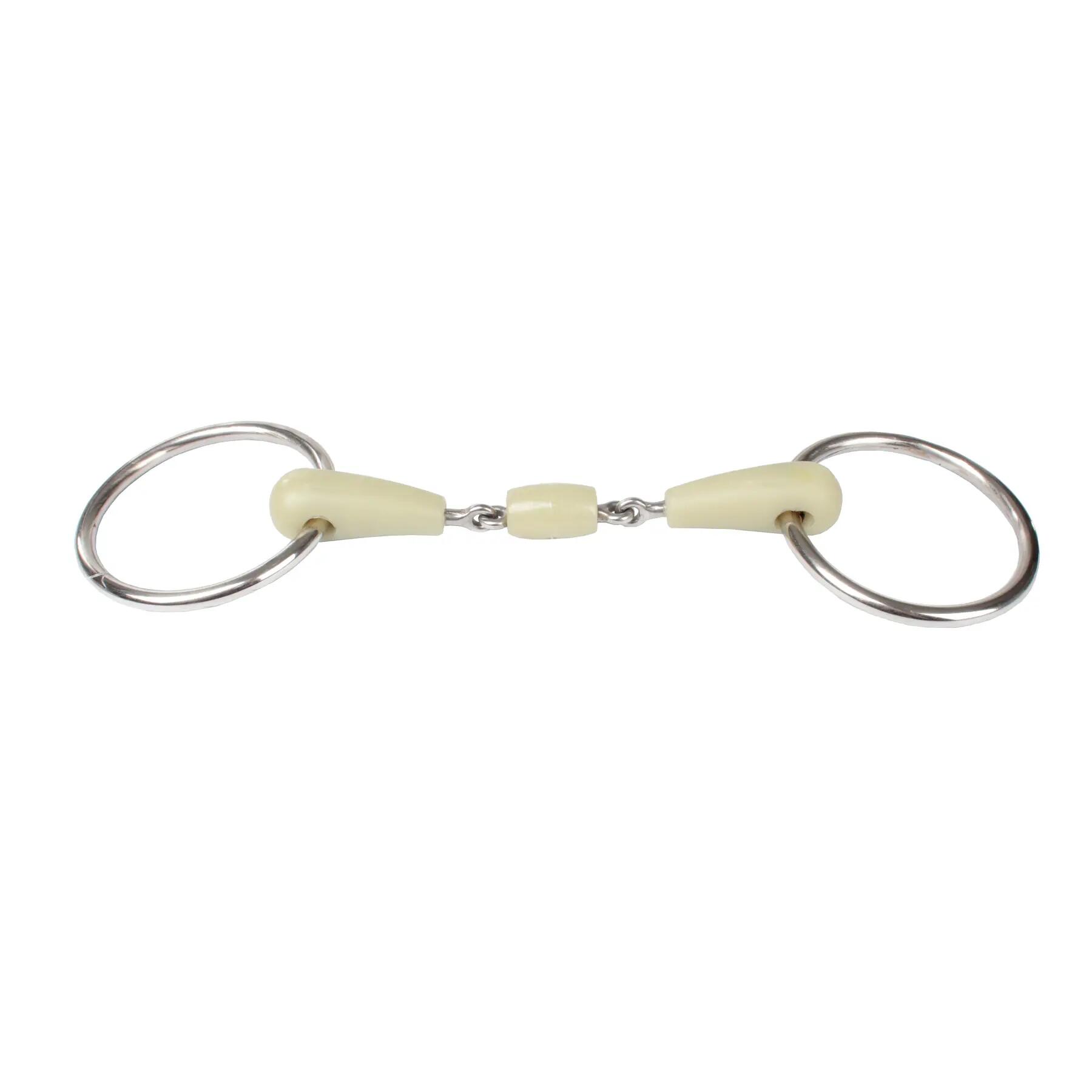 Mundstück mit 2 Ringen für das doppelt gebrochene Pferdemaul, Apfelgeschmack HOR 1/1