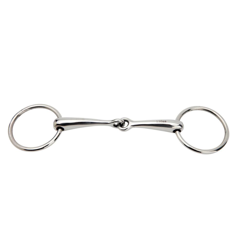 Stainless steel two-ring horse bit with a jointed mouthpiece HORKA