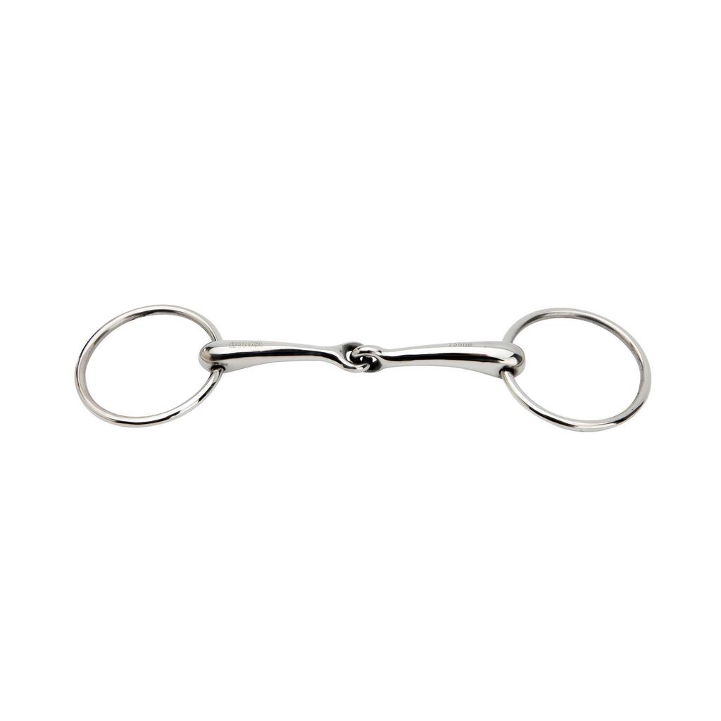 Stainless steel two-ring horse bit with a jointed mouthpiece HORKA