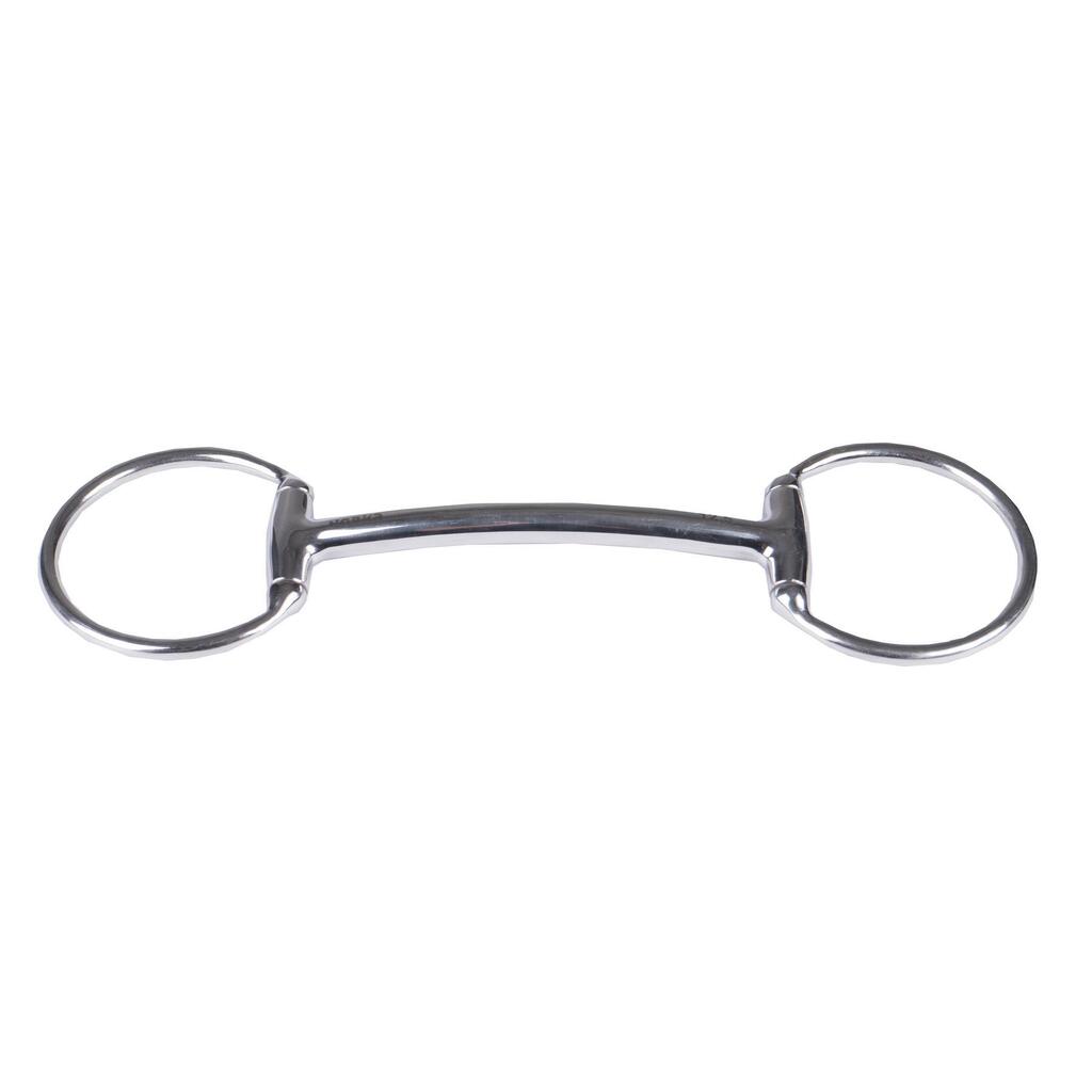 Two-ring snaffle bit for horse with curved rigid mouthpiece HORKA