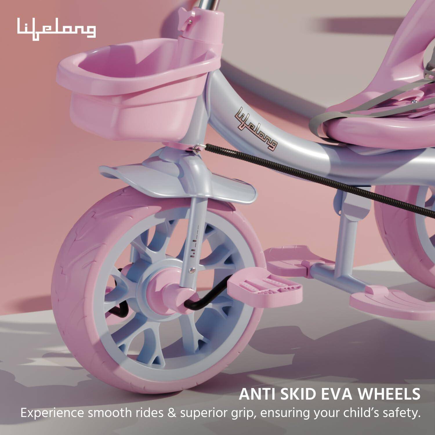 Lifelong Trike Cycle for Kids Cycle 2 - 5 years - Tricycles for Boy & Girl - Baby cycle - bicycle for kids - Bike with 3 EVA Wheels, Bell & Basket -Durable tricycle with Parental Control 30kg Capacity -  4