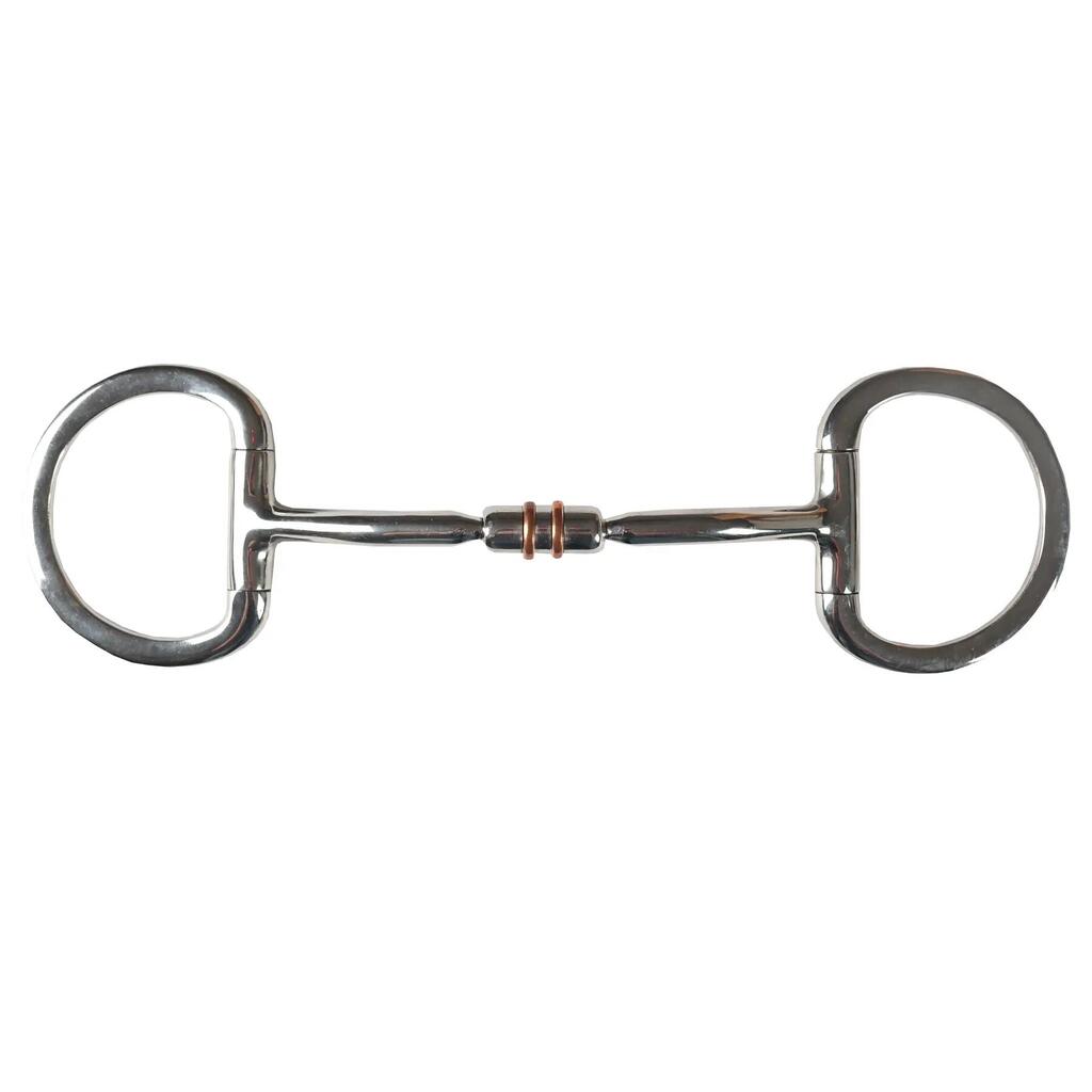 Double jointed horse bit with copper roller and 2 rings HORKA