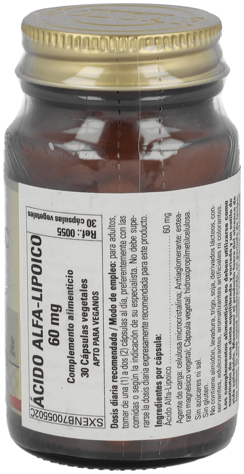 Acido Alfa Lipoico 60 mg 30 Cápsulas 2/3