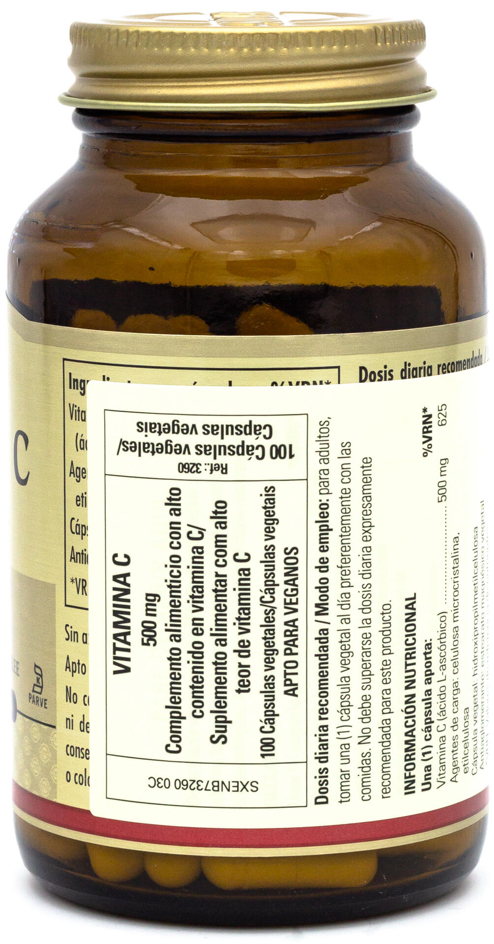 Vitamina C 500 mg 100 Cápsulas vegetales 2/3