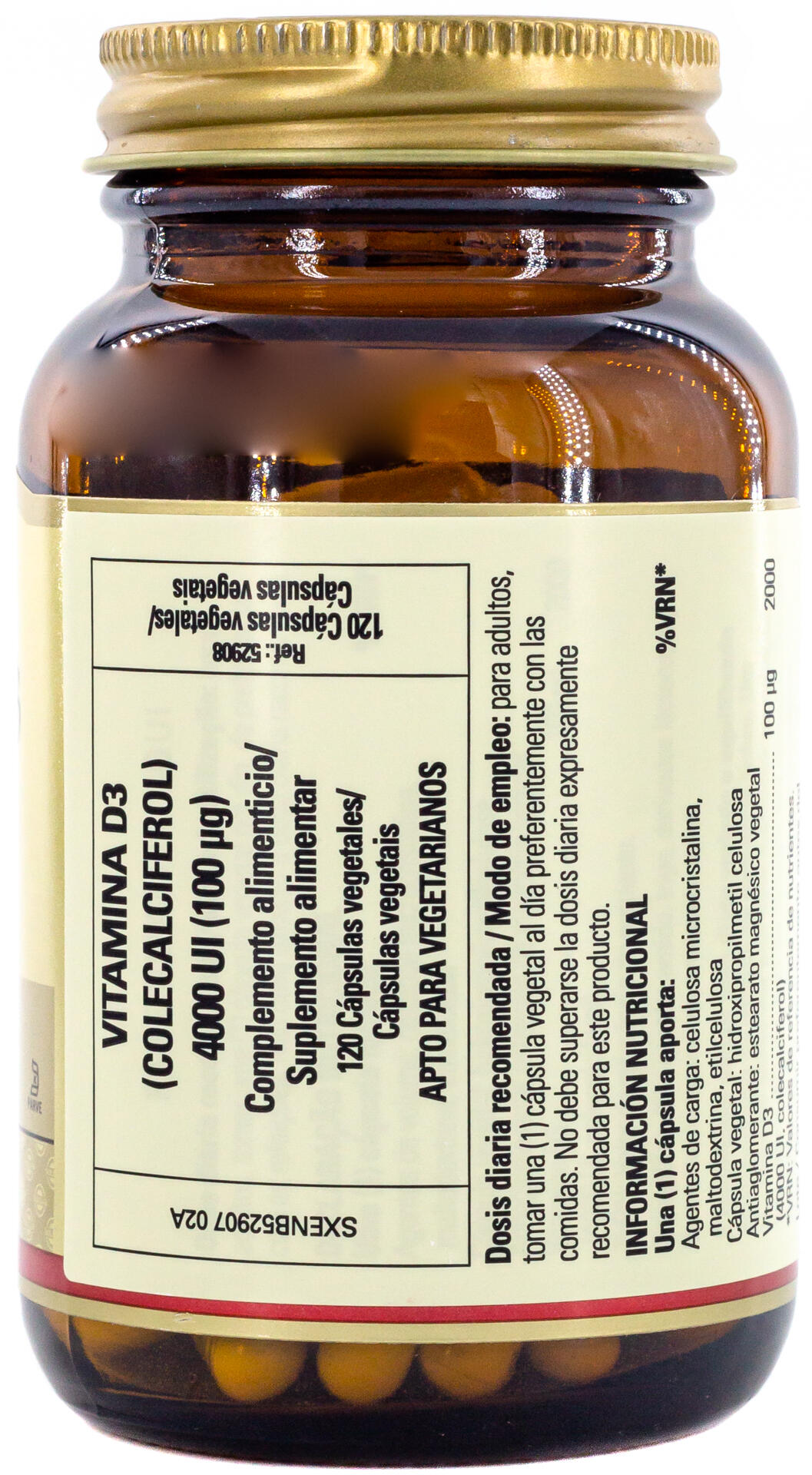 Vitamina D3 UI 100 mcg Cápsulas Vegetales 3/3