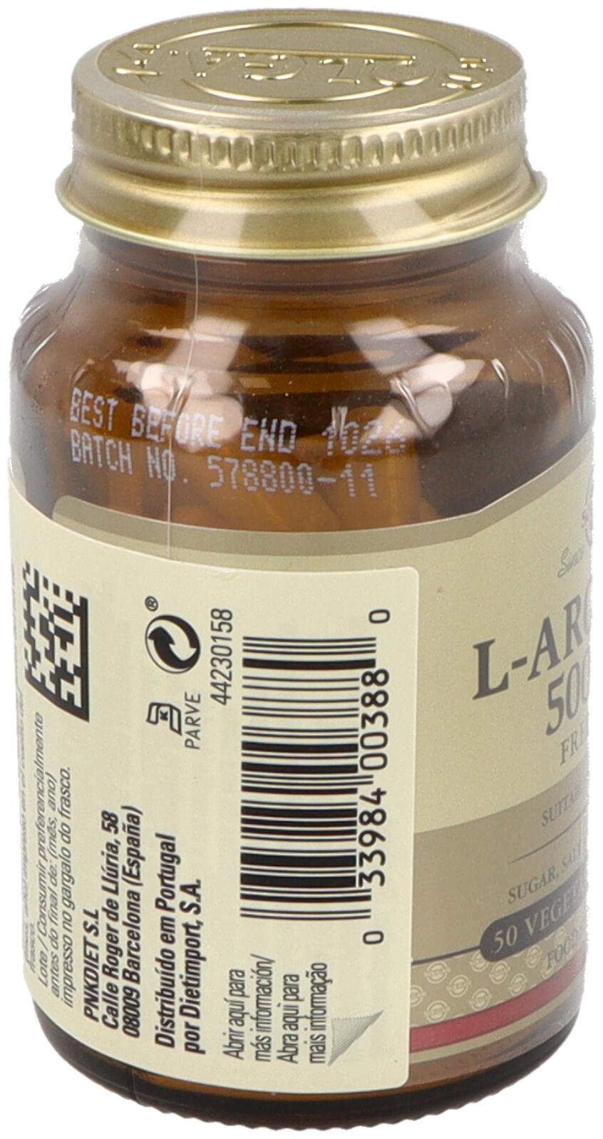 L-Arginina 500 mg 50 Cápsulas vegetales 3/3