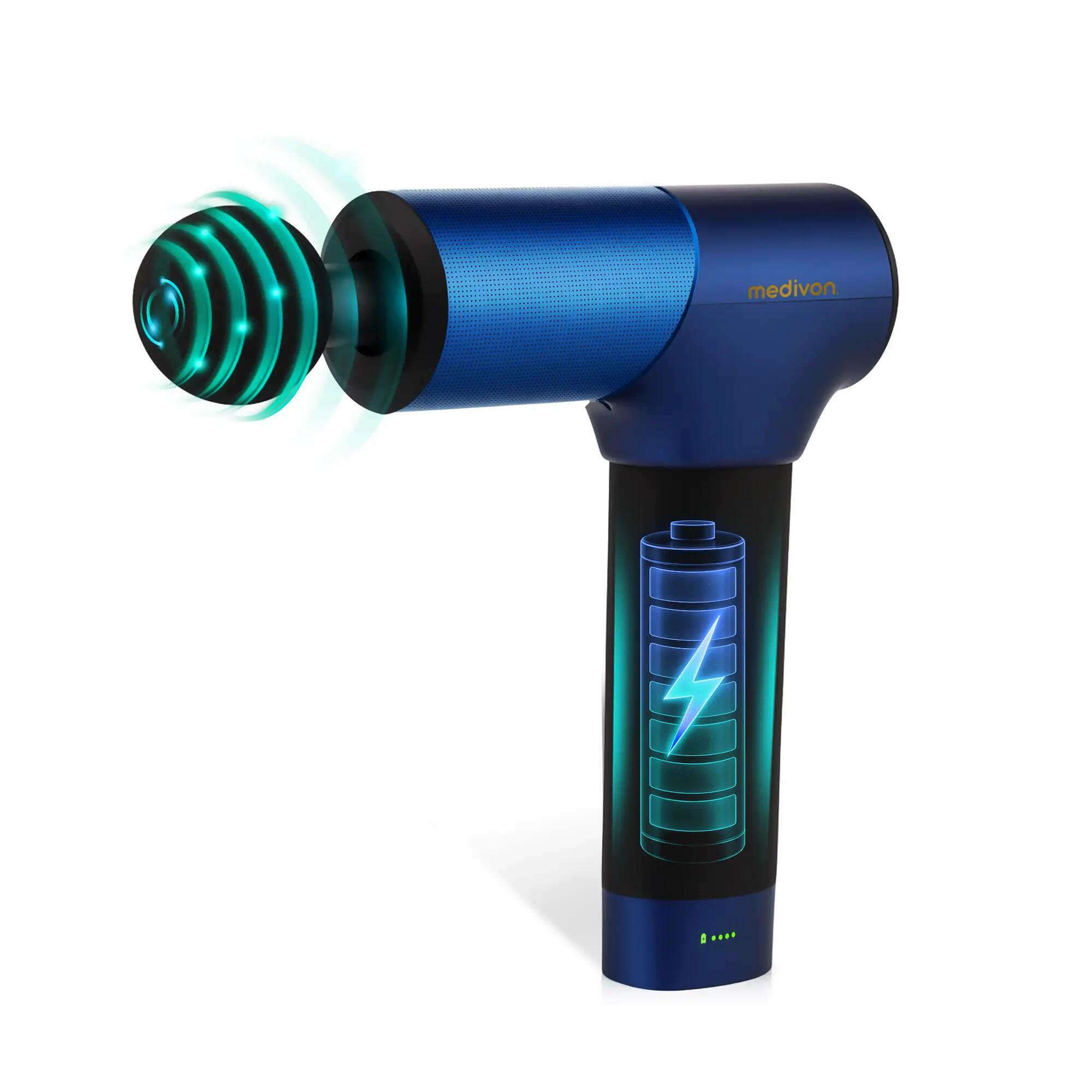 ElitPulse, massagepistool, slagtherapie, 14 koppen, blauw 2/7