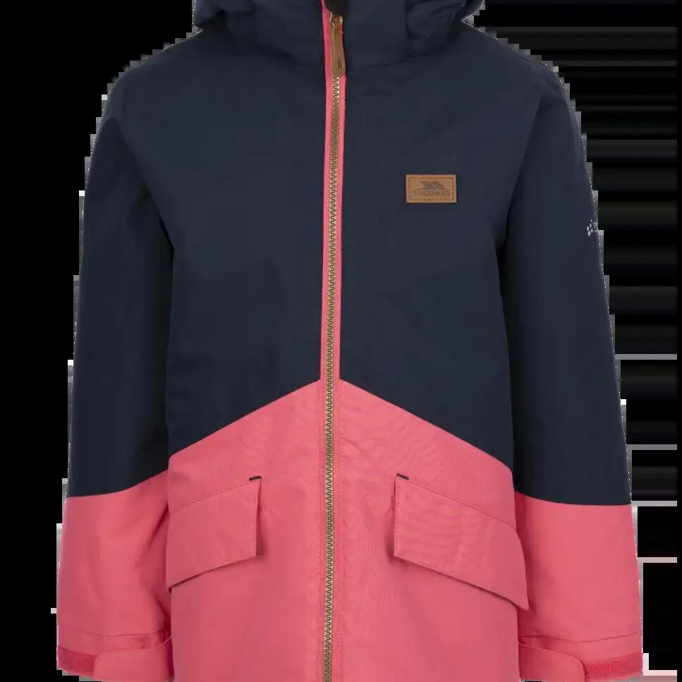 Children's waterproof bicolour jacket with removable padded hood