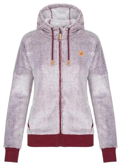 Felpa da donna Loap Chara rosa - pile cappuccio full-zip.