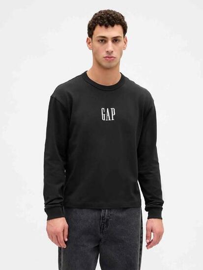 T-shirt homme Gap avec logo manches longues noir
