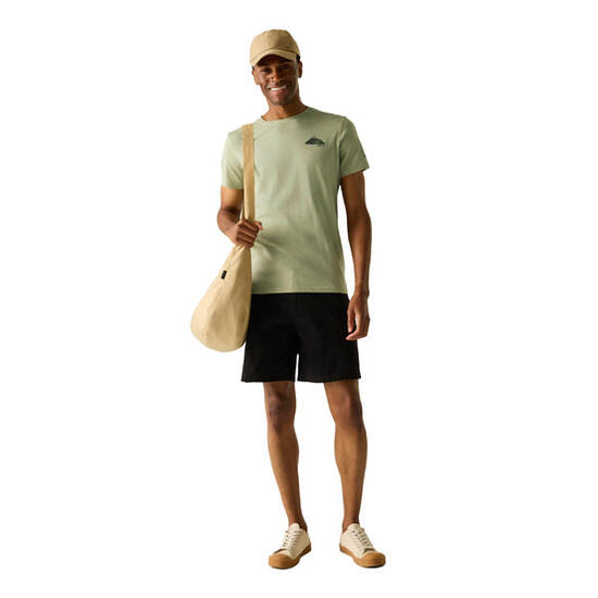 Tshirt Motif/style Lune Et Montagne BREEZED Homme (Sauge Clair)