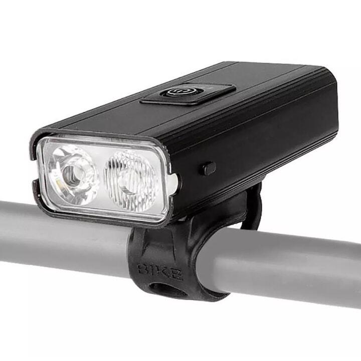 Far Aliaj Aluminiu 2 LED-uri, 6 moduri luminare, reincarcabil USB, negru