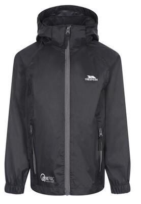 Trespass qikpac x - unisex kinderpackaway jkt zwart / carbon